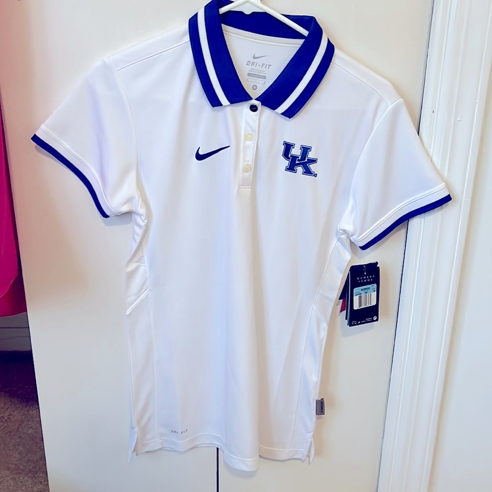 NWT Nike University of Kentucky Dri-Fit white polo medium